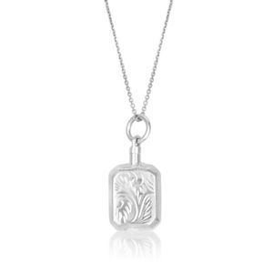 Sterling Silver Etched Rectangle URN Pendant with Chain